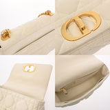 CHRISTIAN DIOR クリスチャンディオール CARO ミディアム チェーンショルダー ホワイト レディース レザー ショルダーバッグ Bランク 中古 銀蔵