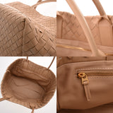 BOTTEGAVENETA ボッテガヴェネタ イントレチャート トートバッグ ベージュ ユニセックス レザー ハンドバッグ Aランク 中古 銀蔵