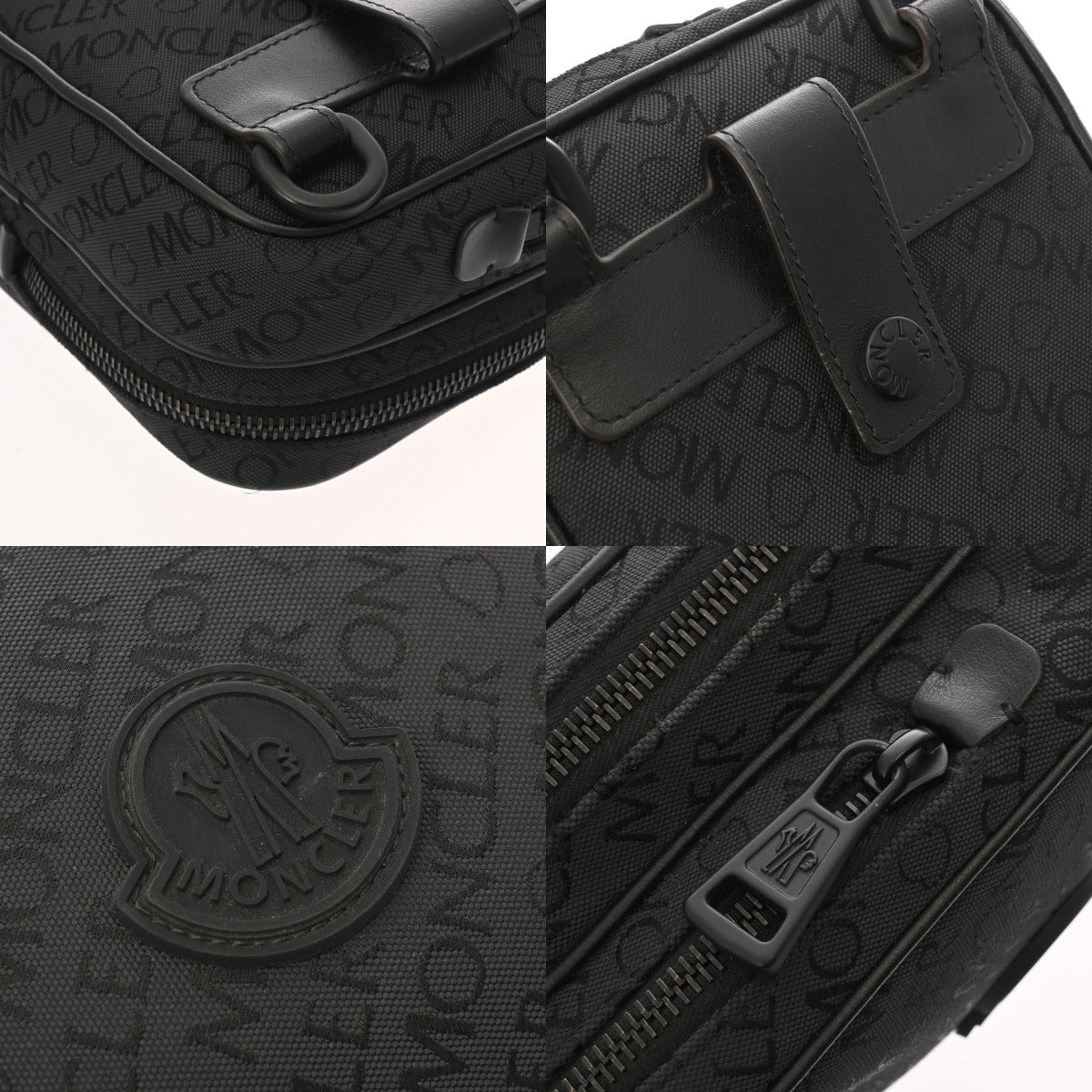 モンクレール ブラック メンズ キャンバス ショルダーバッグ MONCLER