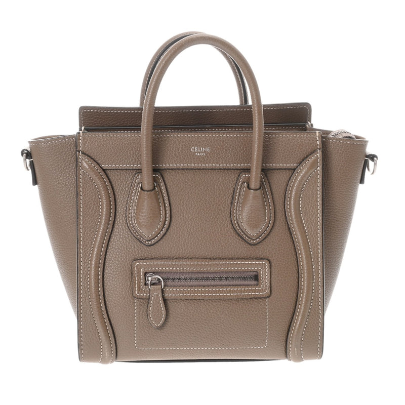 CELINE セリーヌ ラゲージ ナノ 2WAY スリ 189243 レディース ドラムドカーフ ハンドバッグ ABランク 中古 銀蔵