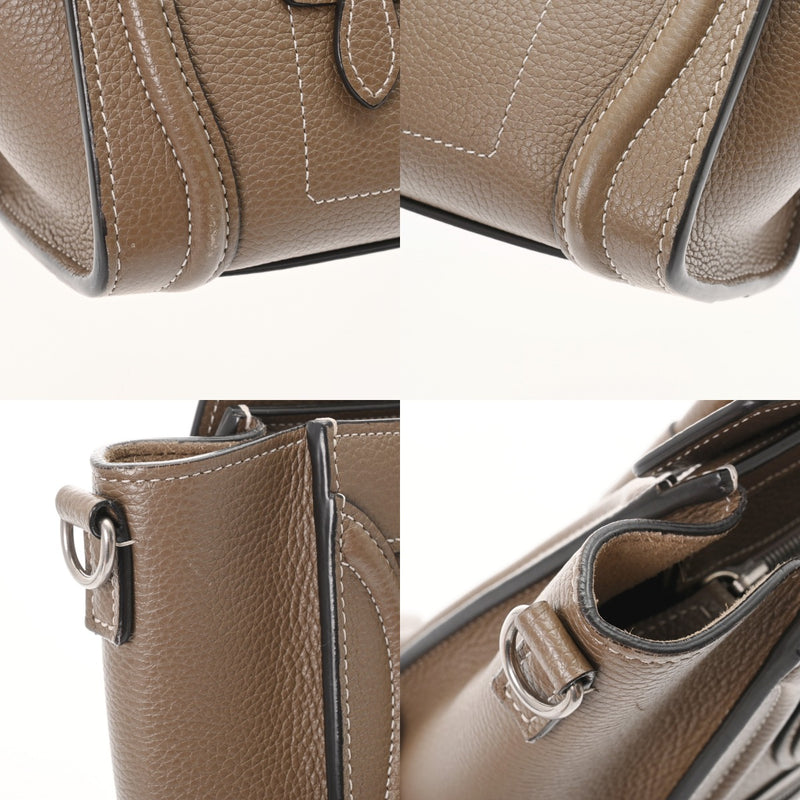 CELINE セリーヌ ラゲージ ナノ 2WAY スリ 189243 レディース ドラムドカーフ ハンドバッグ ABランク 中古 銀蔵