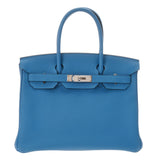 HERMES エルメス バーキン 30 ヴェルソ ブルーザンジバル/マラカイト A刻印(2017年頃) レディース トゴ ハンドバッグ Aランク 中古 銀蔵