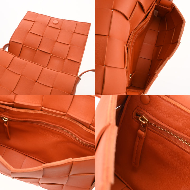 BOTTEGAVENETA ボッテガヴェネタ カセットショルダー マキシイントレチャート オレンジ 180624 ユニセックス レザー ショルダーバッグ Bランク 中古 銀蔵