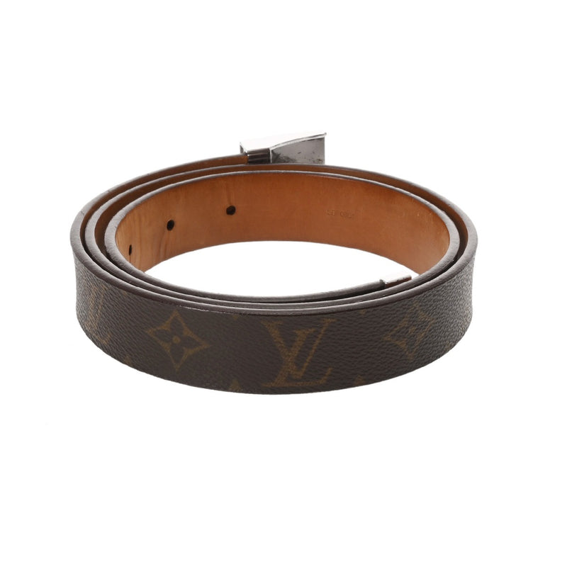 LOUIS VUITTON ルイヴィトン モノグラム サンチュール キャレ 95cm ブラウン シルバー金具 M6801 メンズ モノグラムキャンバス ベルト Bランク 中古 銀蔵