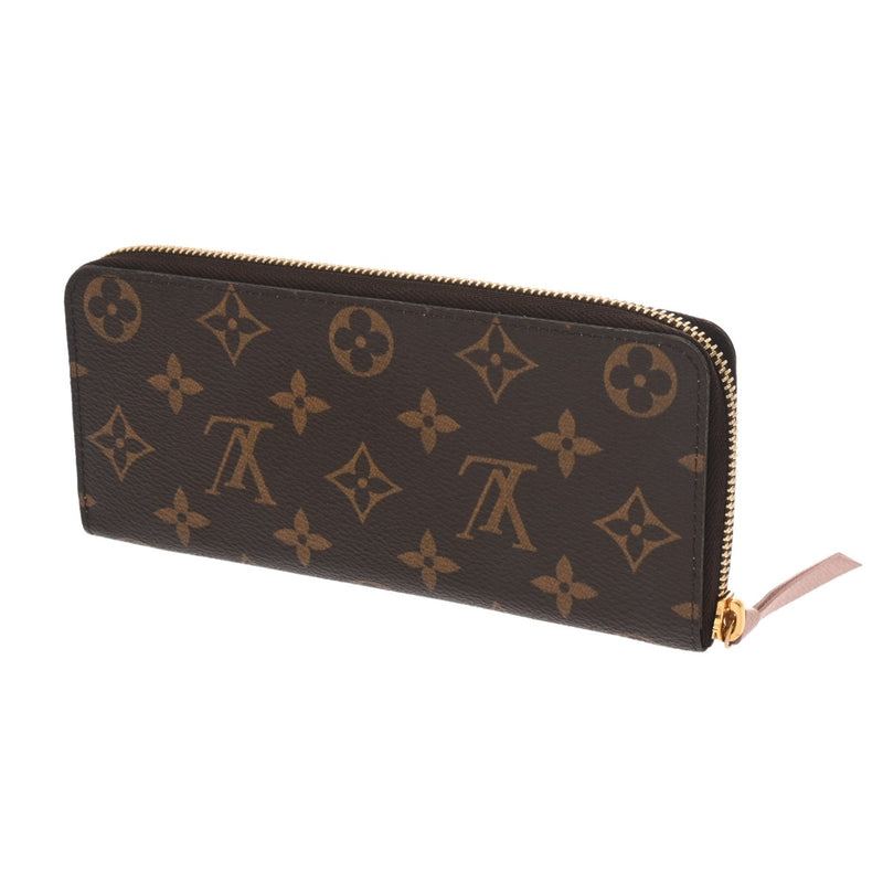 LOUIS VUITTON ルイヴィトン モノグラム ポルトフォイユクレマンス ブラウン ローズバレリーヌ M61298 レディース モノグラムキャンバス 長財布 ABランク 中古 銀蔵
