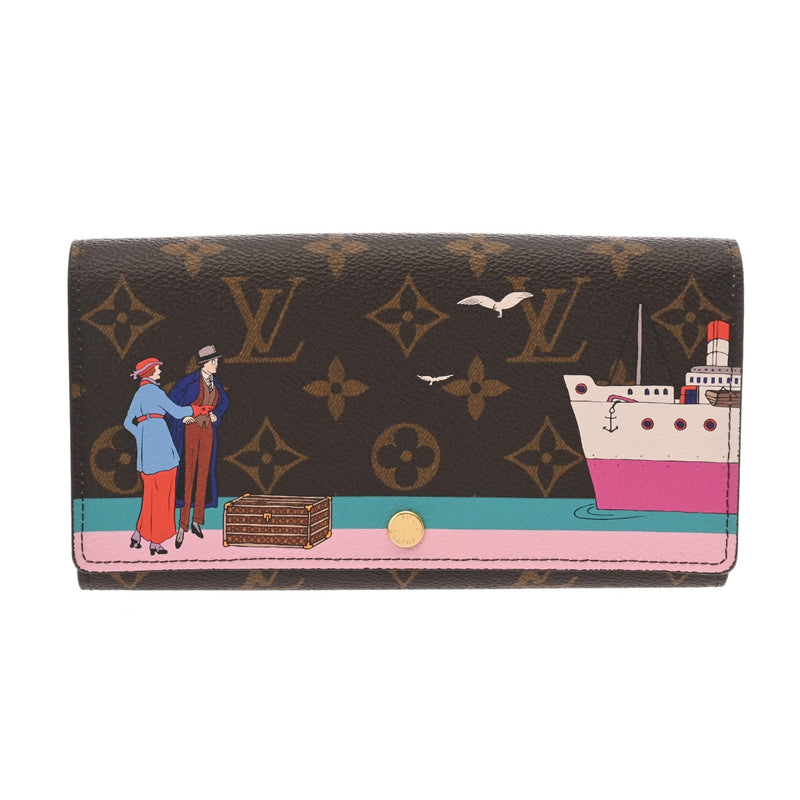 LOUIS VUITTON ルイヴィトン モノグラム ポルトフォイユ サラ イリュストレクルーズ ブラウン ピンク M62137 レディース モノグラムキャンバス 長財布 Bランク 中古 銀蔵