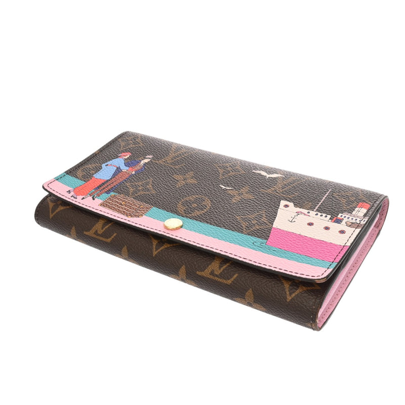 LOUIS VUITTON ルイヴィトン モノグラム ポルトフォイユ サラ イリュストレクルーズ ブラウン ピンク M62137 レディース モノグラムキャンバス 長財布 Bランク 中古 銀蔵