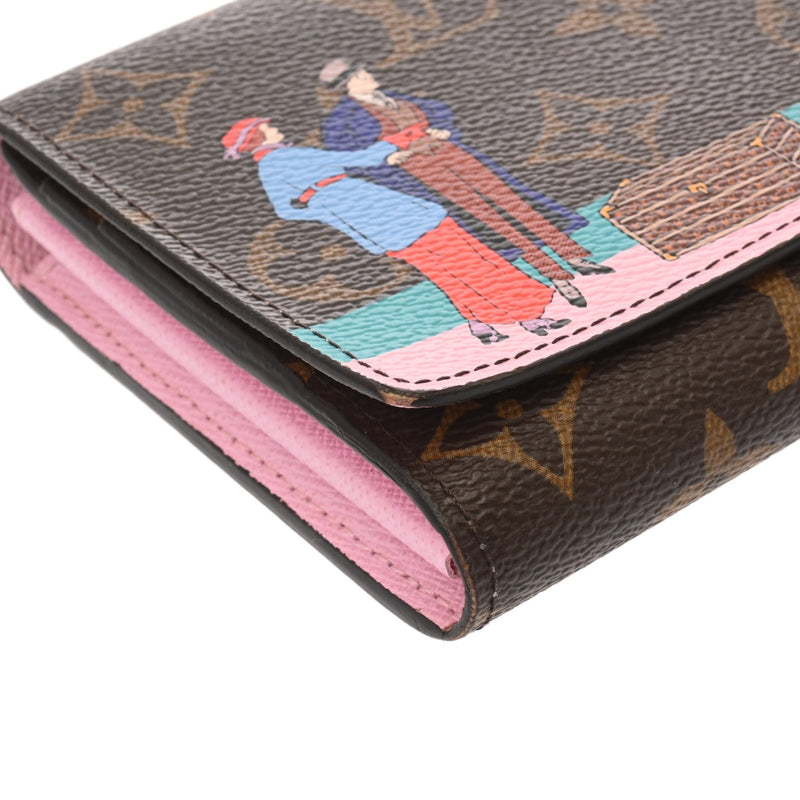 LOUIS VUITTON ルイヴィトン モノグラム ポルトフォイユ サラ イリュストレクルーズ ブラウン ピンク M62137 レディース モノグラムキャンバス 長財布 Bランク 中古 銀蔵