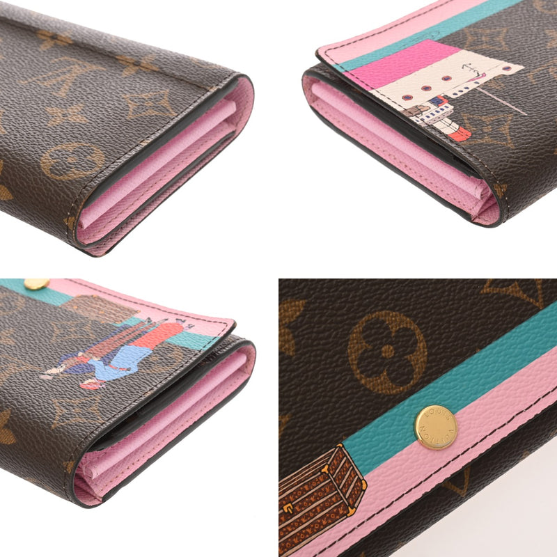 LOUIS VUITTON ルイヴィトン モノグラム ポルトフォイユ サラ イリュストレクルーズ ブラウン ピンク M62137 レディース モノグラムキャンバス 長財布 Bランク 中古 銀蔵