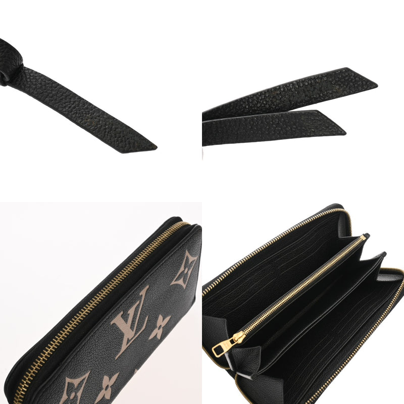 LOUIS VUITTON ルイヴィトン モノグラムアンプラント バイカラー ジッピーウォレット ブラック/ベージュ M80481 レディース レザー 長財布 ABランク 中古 銀蔵