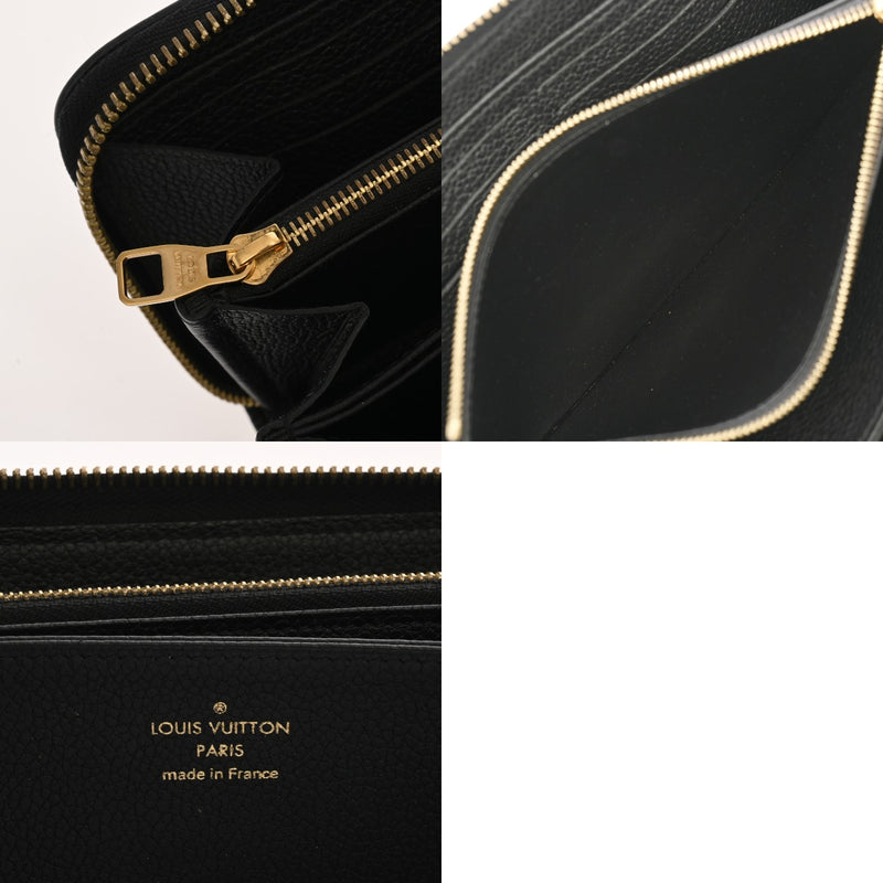 LOUIS VUITTON ルイヴィトン モノグラムアンプラント バイカラー ジッピーウォレット ブラック/ベージュ M80481 レディース レザー 長財布 ABランク 中古 銀蔵