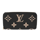 LOUIS VUITTON ルイヴィトン モノグラムアンプラント バイカラー ジッピーウォレット ブラック/ベージュ M80481 レディース レザー 長財布 ABランク 中古 銀蔵