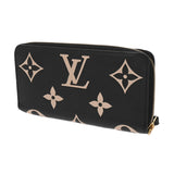 LOUIS VUITTON ルイヴィトン モノグラムアンプラント バイカラー ジッピーウォレット ブラック/ベージュ M80481 レディース レザー 長財布 ABランク 中古 銀蔵