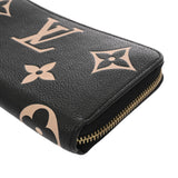 LOUIS VUITTON ルイヴィトン モノグラムアンプラント バイカラー ジッピーウォレット ブラック/ベージュ M80481 レディース レザー 長財布 ABランク 中古 銀蔵