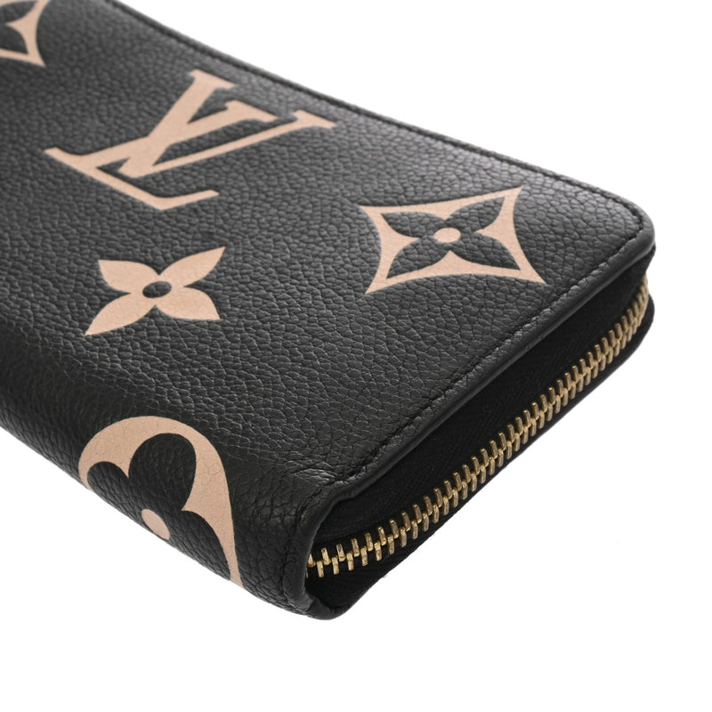 LOUIS VUITTON ルイヴィトン モノグラムアンプラント バイカラー ジッピーウォレット ブラック/ベージュ M80481 レディース レザー 長財布 ABランク 中古 銀蔵