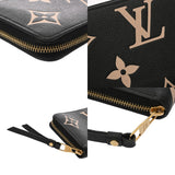 LOUIS VUITTON ルイヴィトン モノグラムアンプラント バイカラー ジッピーウォレット ブラック/ベージュ M80481 レディース レザー 長財布 ABランク 中古 銀蔵