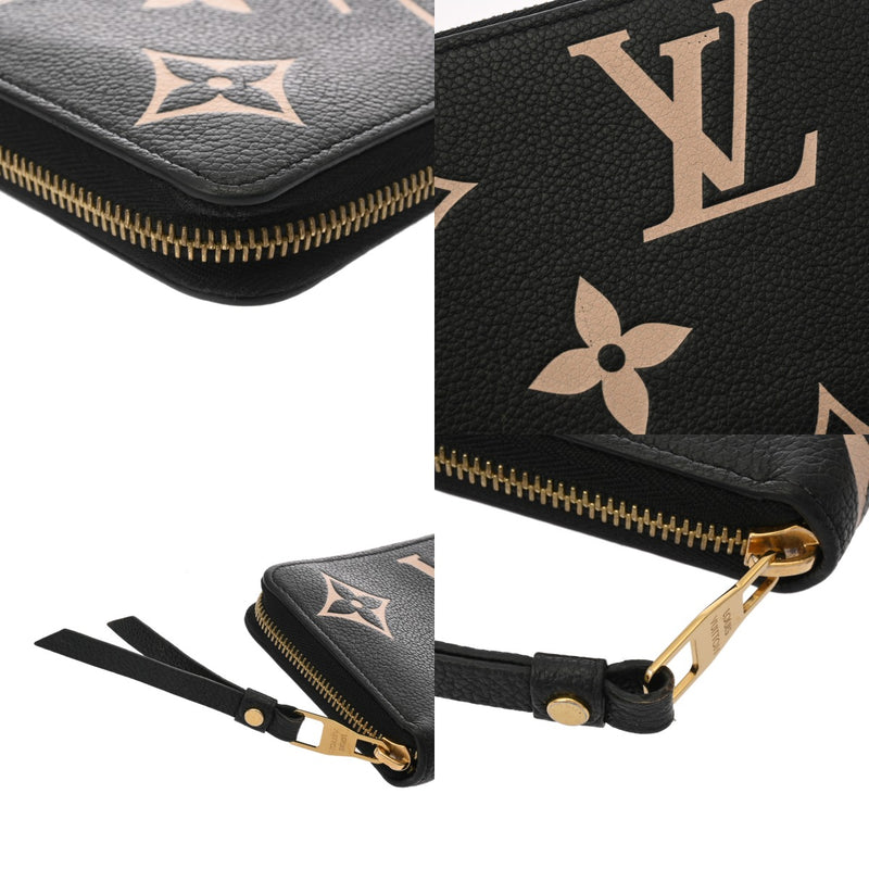 LOUIS VUITTON ルイヴィトン モノグラムアンプラント バイカラー ジッピーウォレット ブラック/ベージュ M80481 レディース レザー 長財布 ABランク 中古 銀蔵