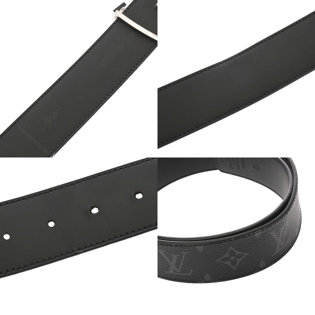 LOUIS VUITTON ベルト　シルバーロゴ金具　ブラック　レザー　LV tnk-19054.jpg