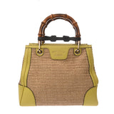 GUCCI グッチ バンブー トート 2WAYバッグ ベージュ/イエロー 336032 レディース ストロー レザー ハンドバッグ ABランク 中古 銀蔵