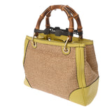 GUCCI グッチ バンブー トート 2WAYバッグ ベージュ/イエロー 336032 レディース ストロー レザー ハンドバッグ ABランク 中古 銀蔵