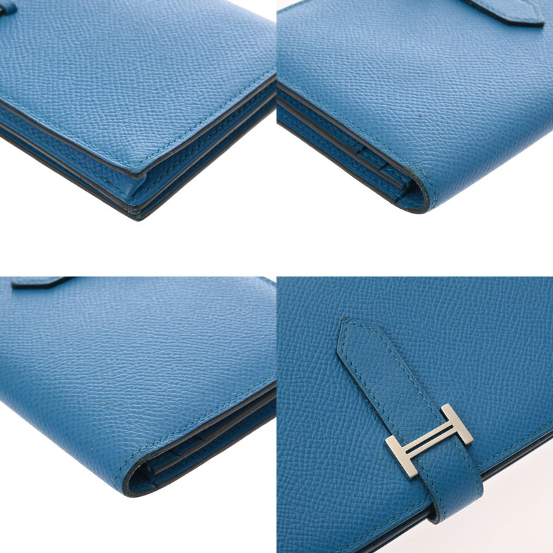 HERMES エルメス ベアンスフレ ブルーザンジバル A刻印(2017年頃) レディース ヴォーエプソン 長財布 ABランク 中古 銀蔵