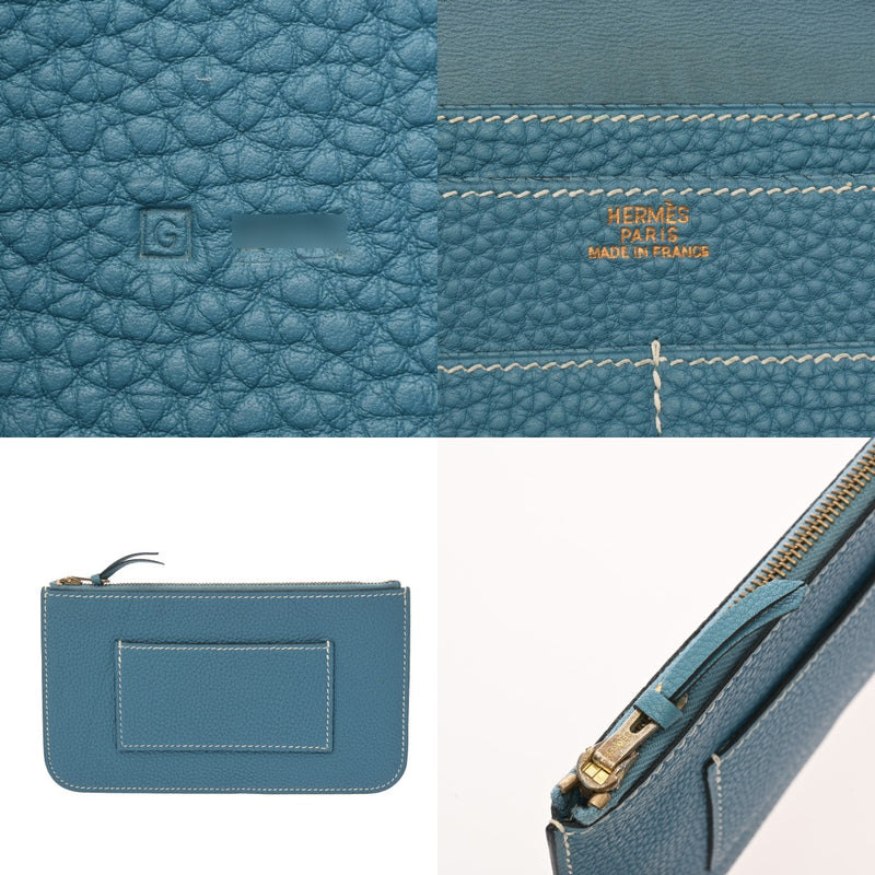 HERMES エルメス ドゴン GM ブルージーン □G刻印(2003年頃) ユニセックス トリヨンクレマンス 長財布 Bランク 中古 銀蔵
