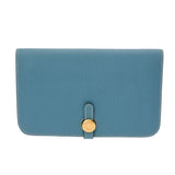 HERMES エルメス ドゴン GM ブルージーン □G刻印(2003年頃) ユニセックス トリヨンクレマンス 長財布 Bランク 中古 銀蔵