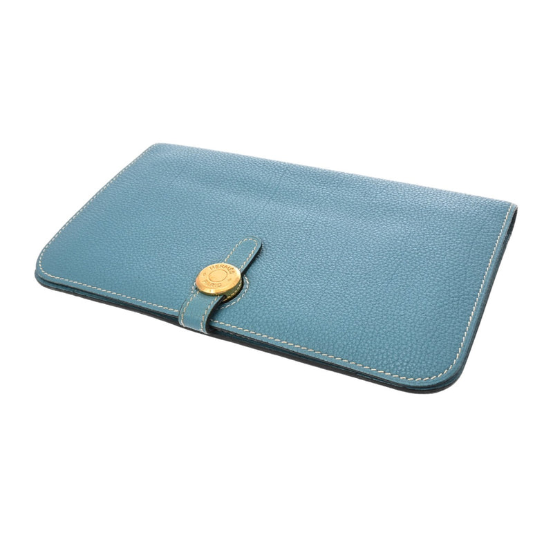 HERMES エルメス ドゴン GM ブルージーン □G刻印(2003年頃) ユニセックス トリヨンクレマンス 長財布 Bランク 中古 銀蔵