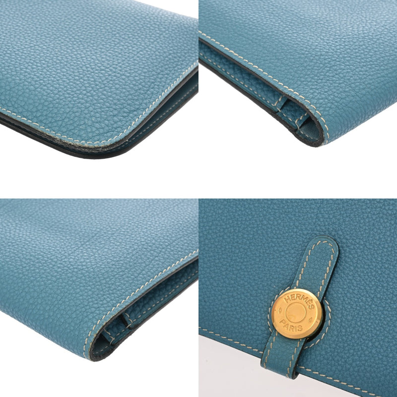 HERMES エルメス ドゴン GM ブルージーン □G刻印(2003年頃) ユニセックス トリヨンクレマンス 長財布 Bランク 中古 銀蔵