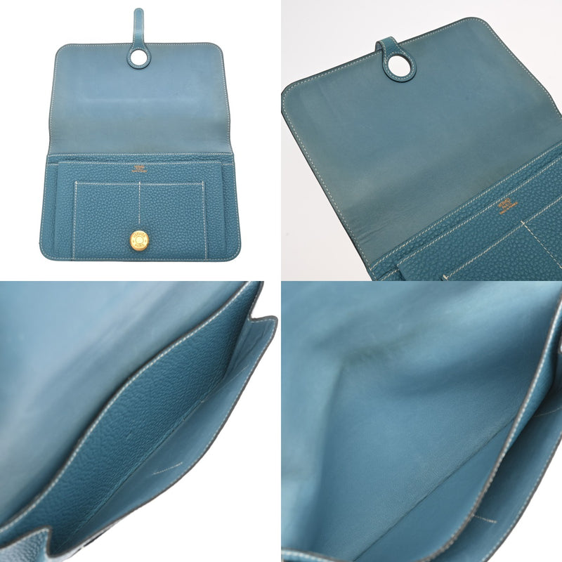 HERMES エルメス ドゴン GM ブルージーン □G刻印(2003年頃) ユニセックス トリヨンクレマンス 長財布 Bランク 中古 銀蔵