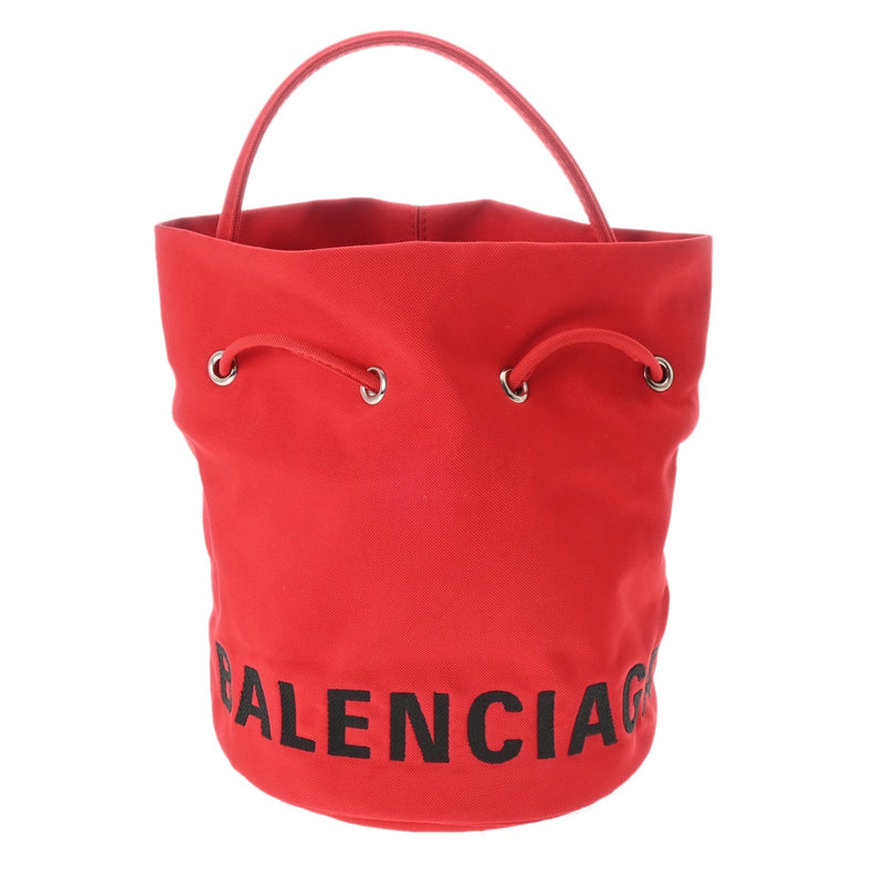BALENCIAGA バレンシアガ ウィールXS ドローストリング バケットバッグ レッド 619458 レディース キャンバス 2WAYバッグ Bランク 中古 銀蔵