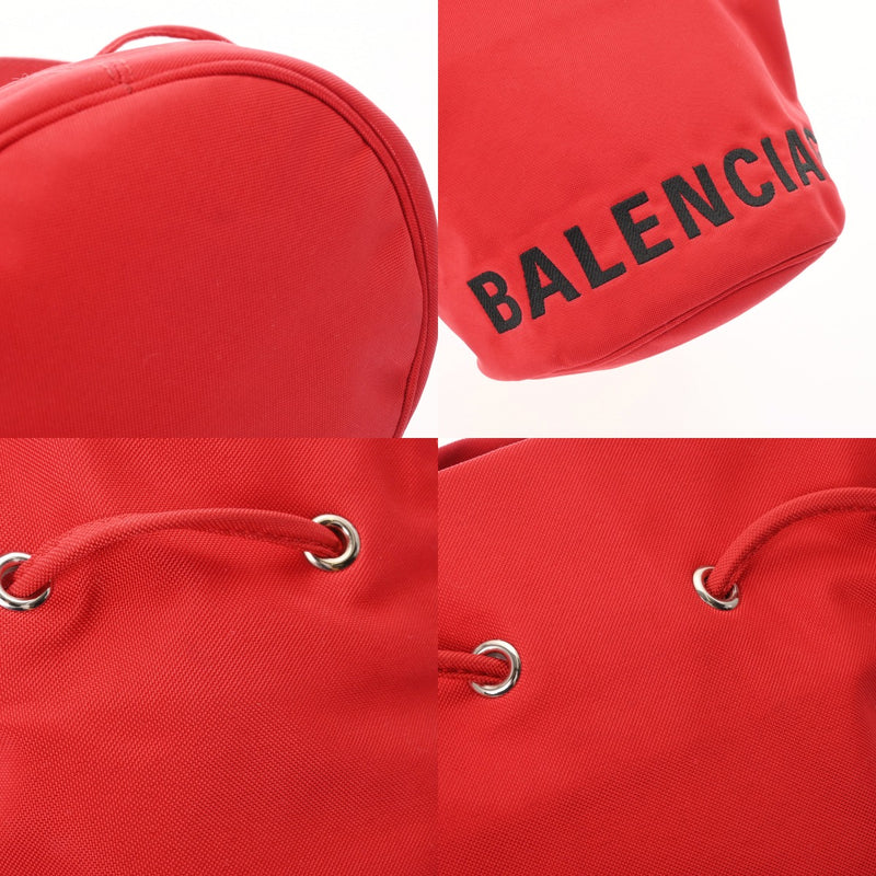BALENCIAGA バレンシアガ ウィールXS ドローストリング バケットバッグ レッド 619458 レディース キャンバス 2WAYバッグ Bランク 中古 銀蔵