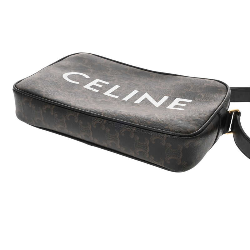 CELINE セリーヌ トリオンフキャンバス ミディアム メッセンジャー ブラック 194502 レディース PVC カーフ ショルダーバッグ ABランク 中古 銀蔵
