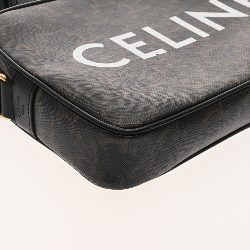 CELINE セリーヌ トリオンフキャンバス ミディアム メッセンジャー ブラック 194502 レディース PVC カーフ ショルダーバッグ ABランク 中古 銀蔵