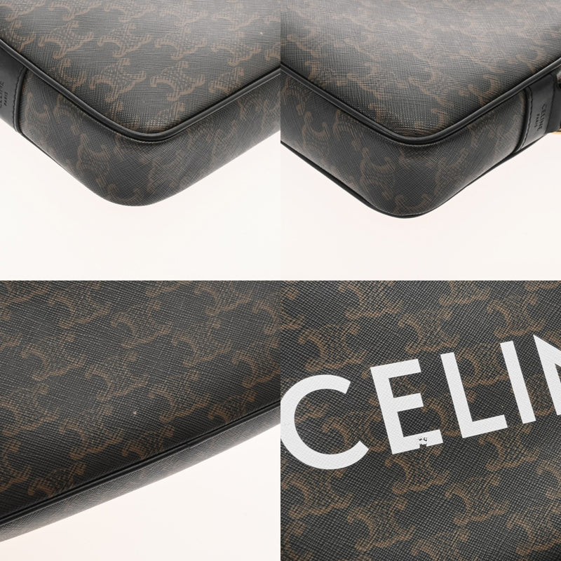 CELINE セリーヌ トリオンフキャンバス ミディアム メッセンジャー ブラック 194502 レディース PVC カーフ ショルダーバッグ ABランク 中古 銀蔵