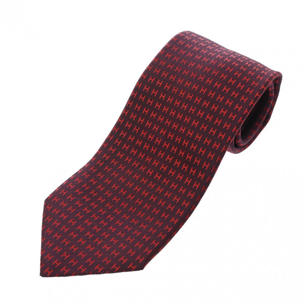HERMES/エルメス ネクタイ ボルドー ソリッド H柄 エルメス ファソネ H ボルドー メンズ シルク100％ ネクタイ HERMES
