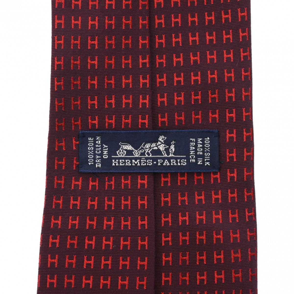 エルメス ファソネ H ボルドー メンズ シルク100％ ネクタイ HERMES