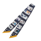 HERMES エルメス ツイリー HERMES STORY 新タグ ネイビー/イエロー レディース シルク100％ スカーフ 新同 中古 銀蔵