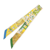 HERMES エルメス ツイリー FACTORY SUITE 新タグ イエロー/グリーン レディース シルク100％ スカーフ ABランク 中古 銀蔵