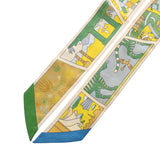 HERMES エルメス ツイリー FACTORY SUITE 新タグ イエロー/グリーン レディース シルク100％ スカーフ ABランク 中古 銀蔵