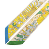 HERMES エルメス ツイリー FACTORY SUITE 新タグ イエロー/グリーン レディース シルク100％ スカーフ ABランク 中古 銀蔵