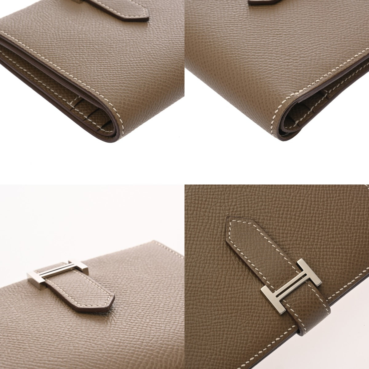 U刻印　エルメス　ベアンミニ　エプソン　エトゥープ　コンパクトウォレット HERMES（エルメス） ベアンコンパクト エトゥープ グレージュ エプソン