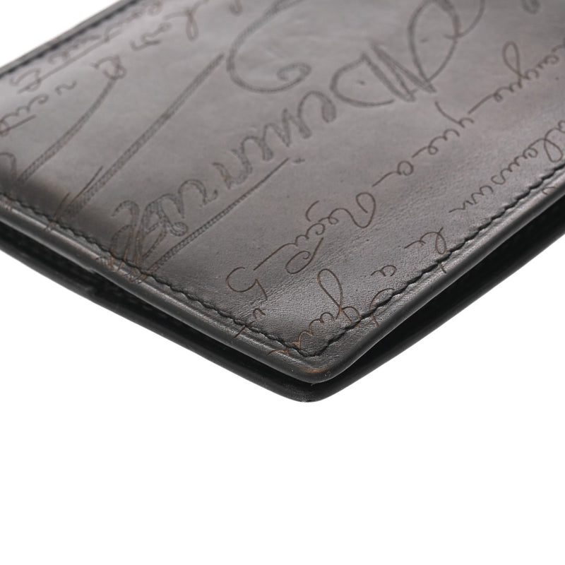 BERLUTI ベルルッティ カリグラフィ マネークリップ付札入れ ブラウン メンズ レザー 二つ折り財布 ABランク 中古 銀蔵