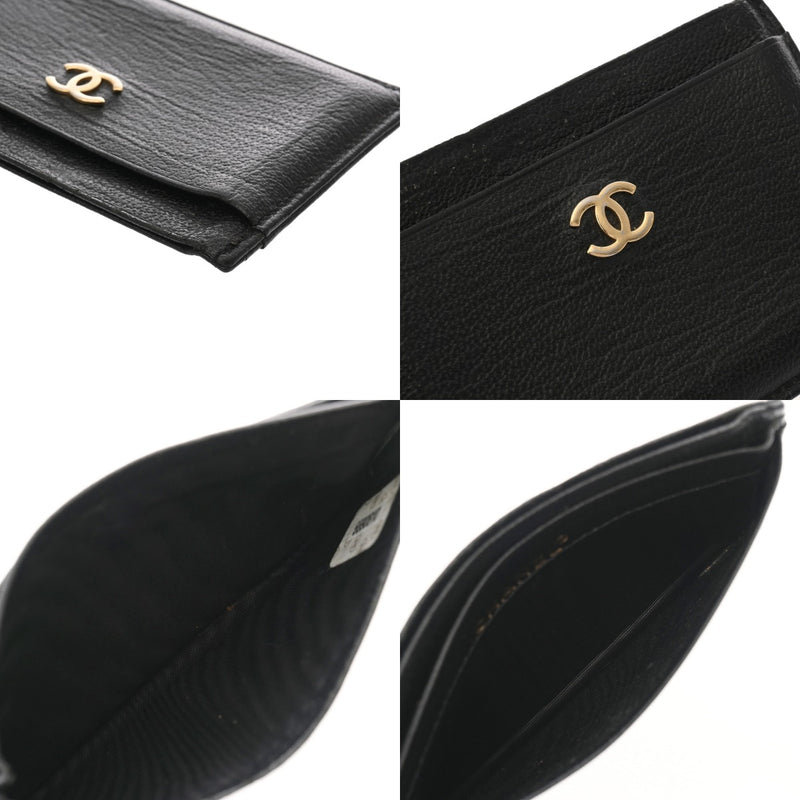 CHANEL シャネル ココマーク カードケース ブラック ユニセックス レザー カードケース Bランク 中古 銀蔵