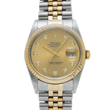 ロレックス デイトジャスト 10Pダイヤ 16233G Y番(2002年頃製造) シャンパン/ダイヤモンド メンズ 腕時計 自動巻き 中古 銀蔵