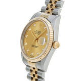 ロレックス デイトジャスト 10Pダイヤ 16233G Y番(2002年頃製造) シャンパン/ダイヤモンド メンズ 腕時計 自動巻き 中古 銀蔵