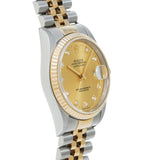 ロレックス デイトジャスト 10Pダイヤ 16233G Y番(2002年頃製造) シャンパン/ダイヤモンド メンズ 腕時計 自動巻き 中古 銀蔵