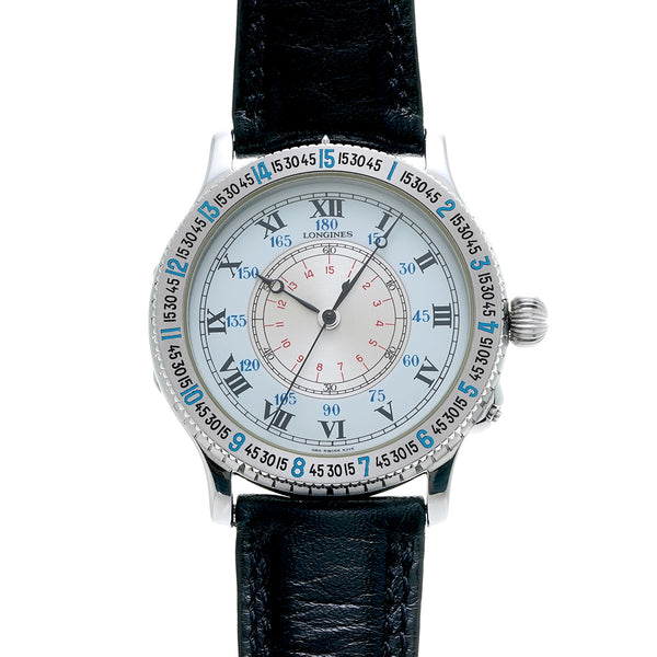 ロンジン リンドバーク 989.5212 ブルー/シルバー メンズ 腕時計 自動巻き 中古 銀蔵