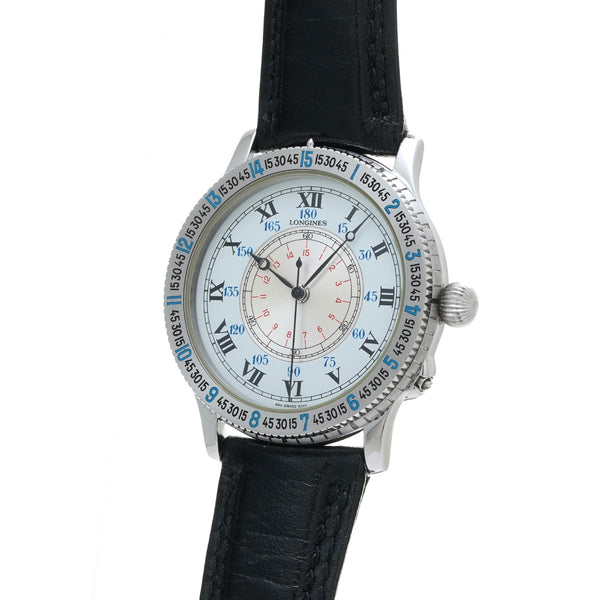 ロンジン リンドバーク 989.5212 ブルー/シルバー メンズ 腕時計 自動巻き 中古 銀蔵