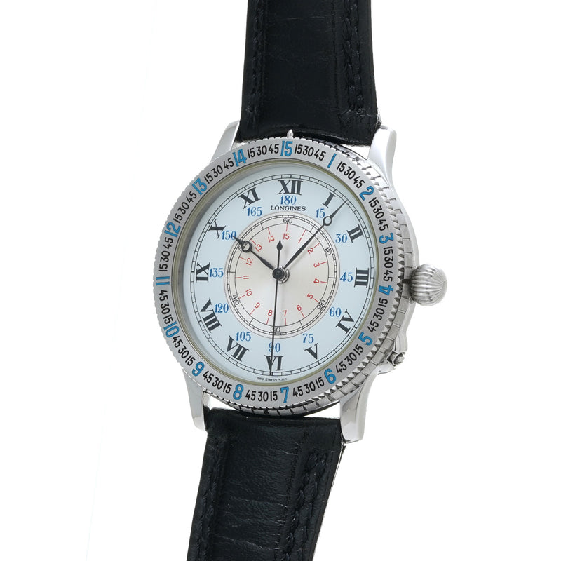 ロンジン リンドバーク 989.5212 ブルー/シルバー メンズ 腕時計 自動巻き 中古 銀蔵